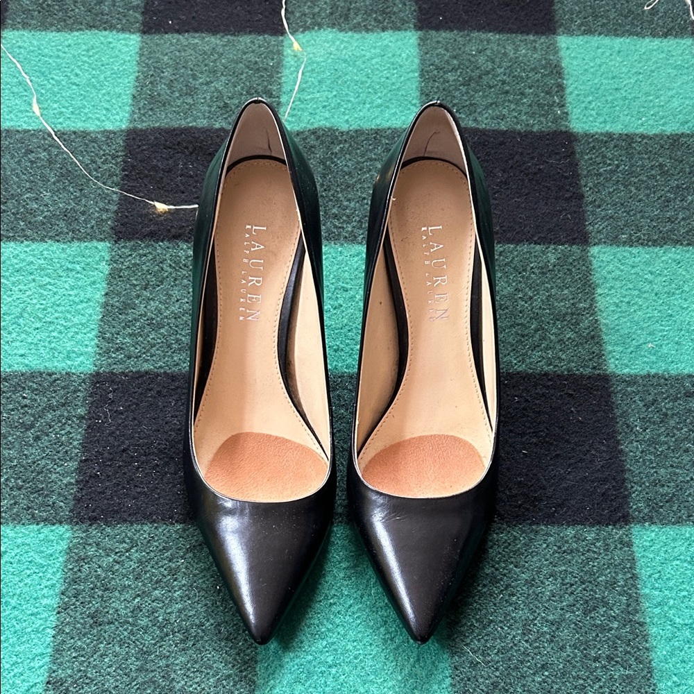 Ralph Lauren Women’s Adena Black Leather Pump Heels